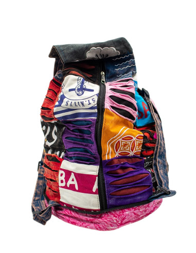 Hippie-Patchwork-Rucksack, der sich in ein...