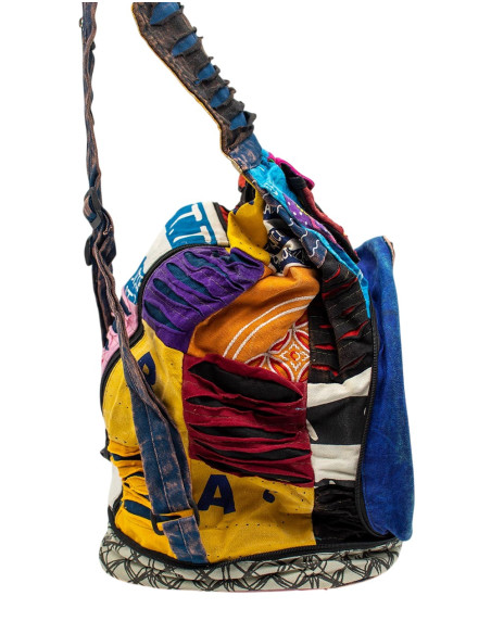 Zaino hippie patchwork trasformabile in cuscino – Artigianato indiano