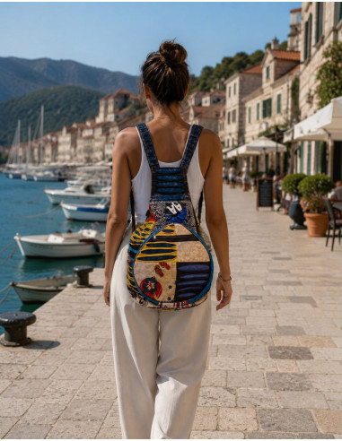 Zaino hippie patchwork trasformabile in cuscino...
