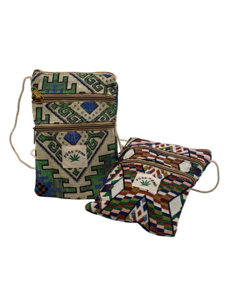 Handmade Hemp Shoulder Bag – Ethnic Hippie Bag with Zippers