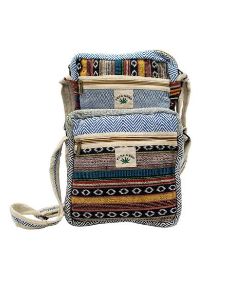 Unisex-Schultertasche aus Hanf, handgefertigt – Ethno-Boho-Tasche aus Indien