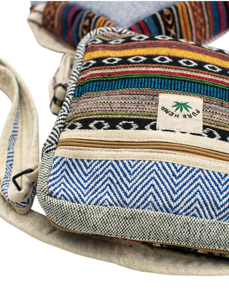 Unisex-Schultertasche aus Hanf, handgefertigt – Ethno-Boho-Tasche aus Indien