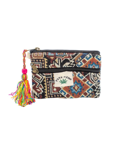 Borsa unisex in canapa con pompon – Accessorio boho fatto a mano
