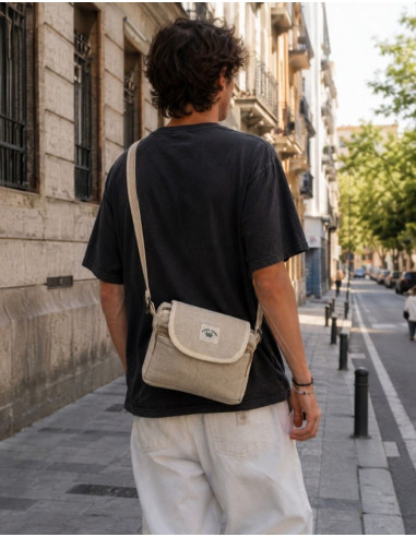 Bolsa transversal de cânhamo cor osso – Bolsa...