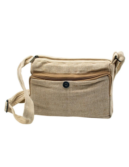 Sac bandoulière en chanvre couleur os – Sac ethnique bohème à rabat