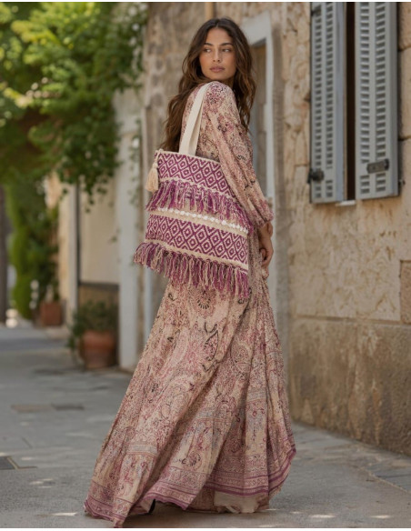 Handmade Boho Bag with Fringe and Pom-Poms – Ethnic Indian Style