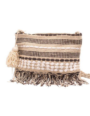 Borsa a tracolla boho con frange e pon-pon –...