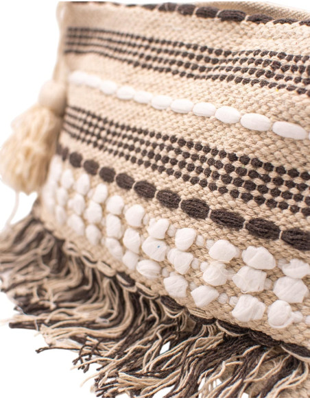 Borsa a tracolla boho con frange e pon-pon – Design etnico fatto a mano