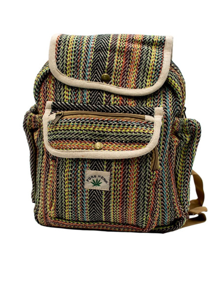 Grand sac à dos coloré en chanvre – Sac à dos ethnique bohème