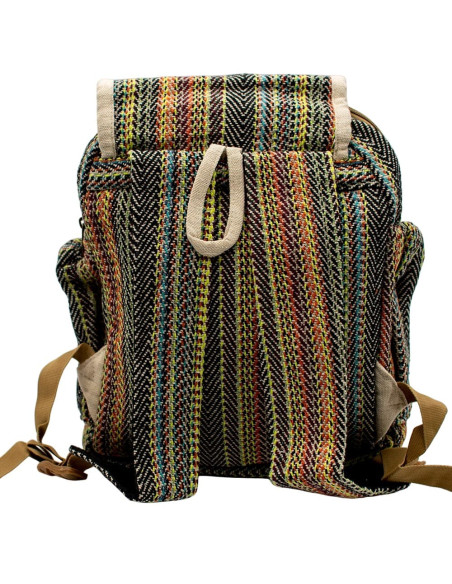 Grand sac à dos coloré en chanvre – Sac à dos ethnique bohème