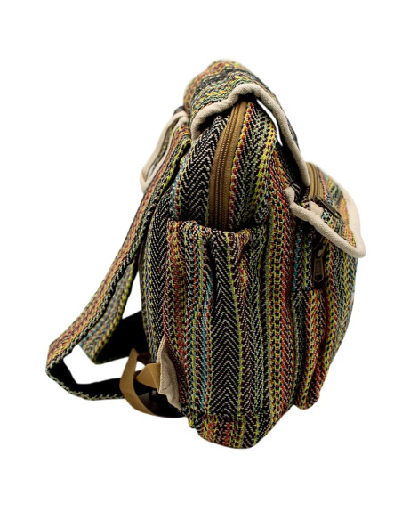 Grand sac à dos coloré en chanvre – Sac à dos ethnique bohème