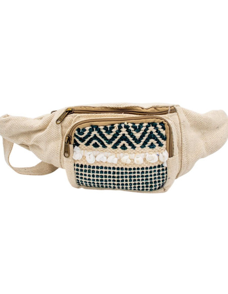 Handgefertigte Boho-Bauchtasche mit Fransen und Bommeln