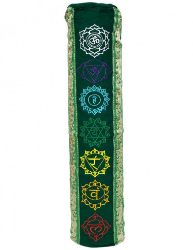 Grüne Yogamattentasche mit 7-Chakra-Stickerei