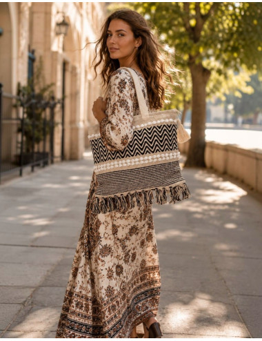 Bolsa Boho em tons de osso...
