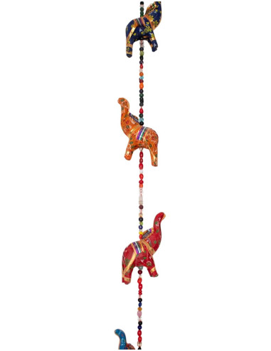 Decorative Pendant of 7 Fabric Elephants –...