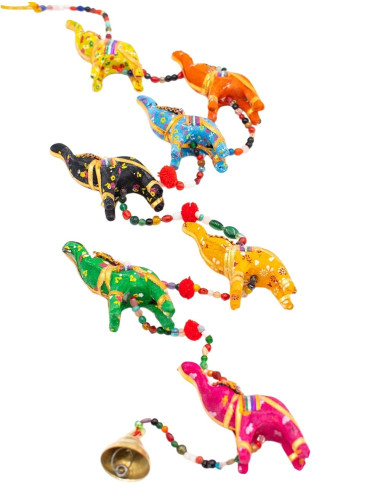 Decorative Pendant of 7 Fabric Elephants –...