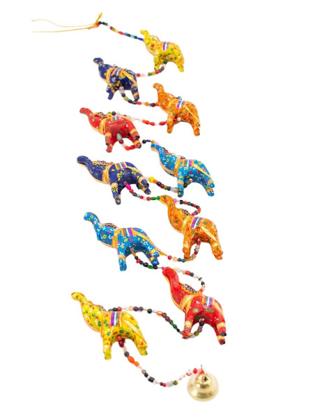 Decorative Hanging Decoration of 10 Fabric Elephants – Indian Ethnic Decoration