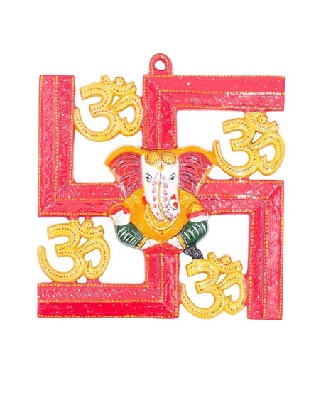 Ganesha Metal Picture with Om Symbols – Indian Decoration