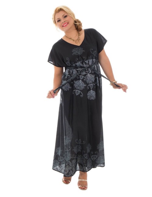 vestido-largo-mangas-negro-talla-grande