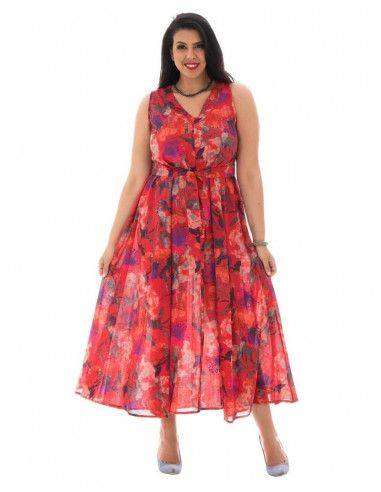 vestido longo-largo-laço-vermelho-plus-size