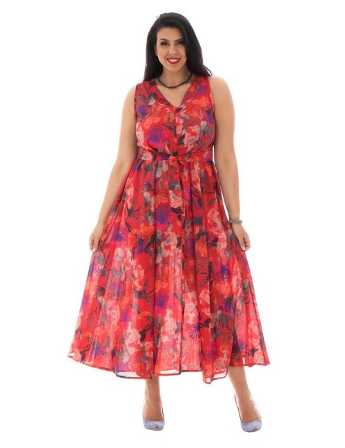 robe-longue-large-noeud-rouge-grande-taille