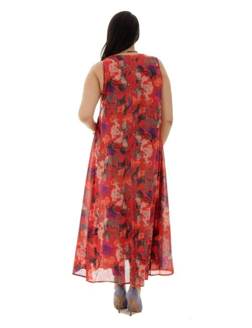 langes Kleid-breit-roter-Bogen-Rücken