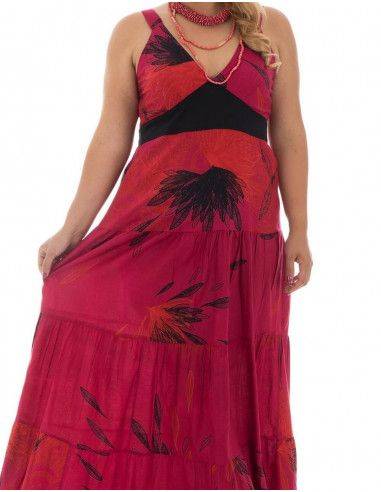 Kleid-Rüschen-Sommer-Rot-Plus-Größen-Nah
