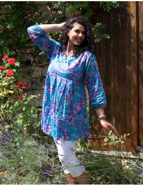 blouse-cachermir-woman-Plus Sizes-sleeves-and-slabs-blue