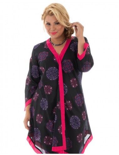 Tunica-donna-48-60-picchi-irregolare-con-maniche-nera