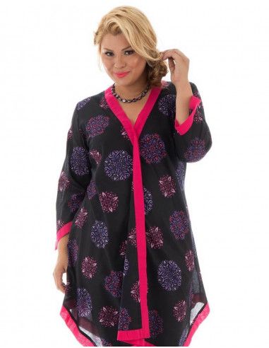Tunique-femme-48-60-pics-inégaux-avec-manches-noir
