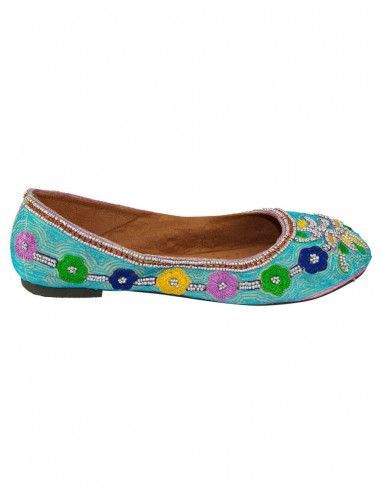 Celeste Damen Espadrille mit Hippie-Chic-Stickerei und Steinen