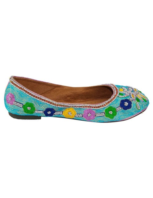 Celeste Damen Espadrille mit Hippie-Chic-Stickerei und Steinen