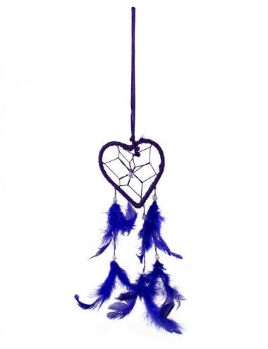 Atrapa-sueños-plumas-corazón-azul