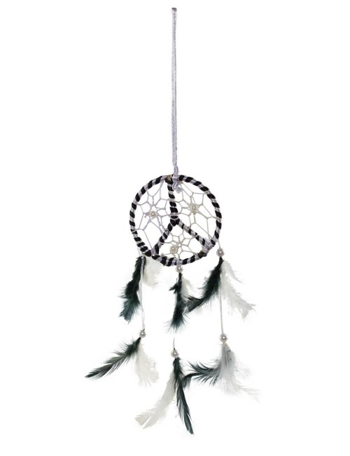 Dreamcatcher-paix-blanc-plumes noires