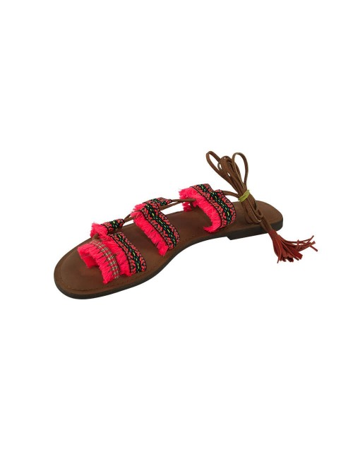 Sandale hippie femme Franges de couleur
