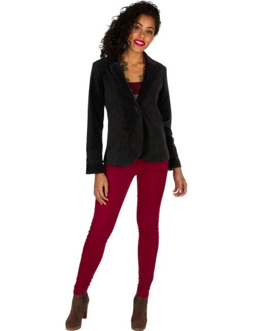 Jacket-short-female Velvet-black-close