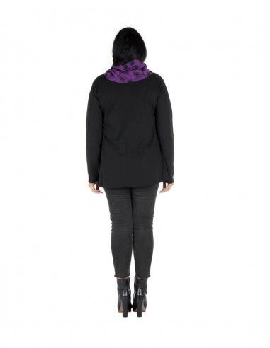 camicetta-donna-taglie forti-nero-viola-ricamato-sul retro