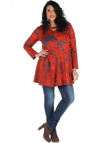blouse-large-size-orange-grey-stamped-ethnic