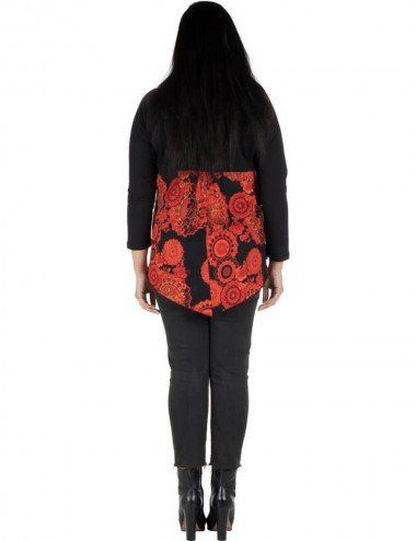 t-shirt-nera-donna-taglie forti-xl-arancione-stampata 2