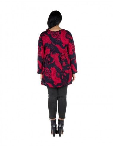 blusa-acampanada-talla-grande-estampada-roja-negro 2
