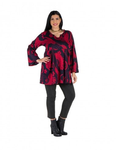 bluse-flared-size-large-stamped-red-black