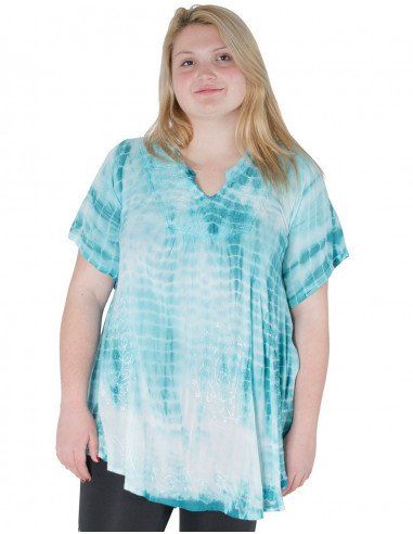 Bluse-Frau-plus-Größe-degradieren-Ärmel-Fuchsia
