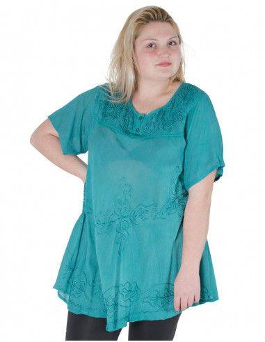chemisier-plage-bleu-grande-taille-pas cher