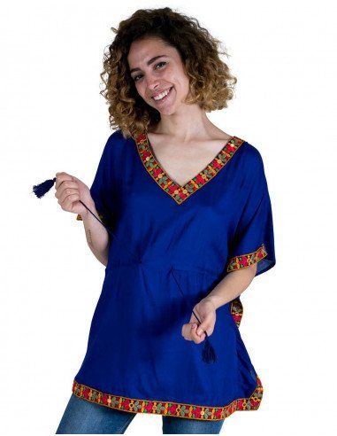t-shirt-kaftan- summer-woman-hippie-blue-spring
